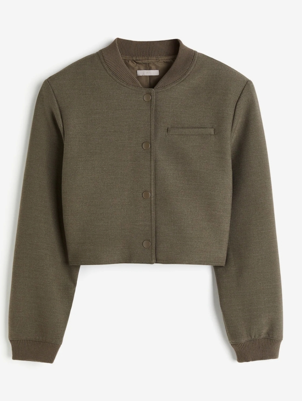 H&M Olive Cropped Bomber Jacket